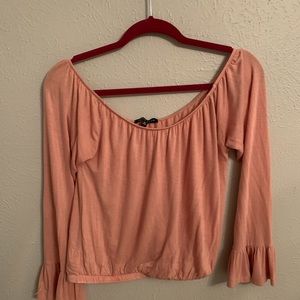 off the shoulder pink blouse